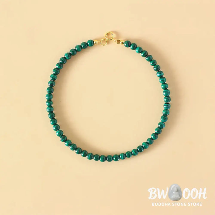 Buddha Stones 4mm Natural Malachite Beads 14k Gold Plated Copper Anti-anxiety Bracelet - BWOOOH - Bracelet