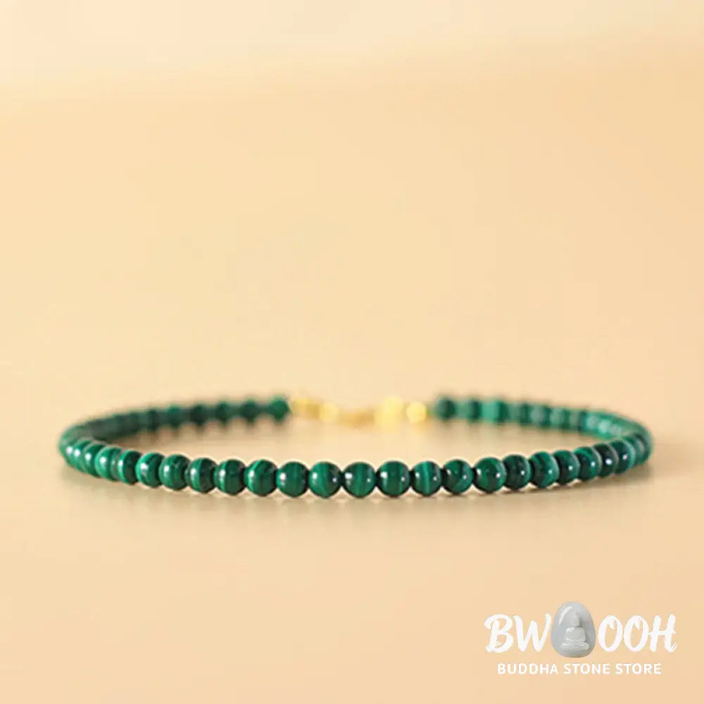 Buddha Stones 4mm Natural Malachite Beads 14k Gold Plated Copper Anti-anxiety Bracelet - BWOOOH - Bracelet