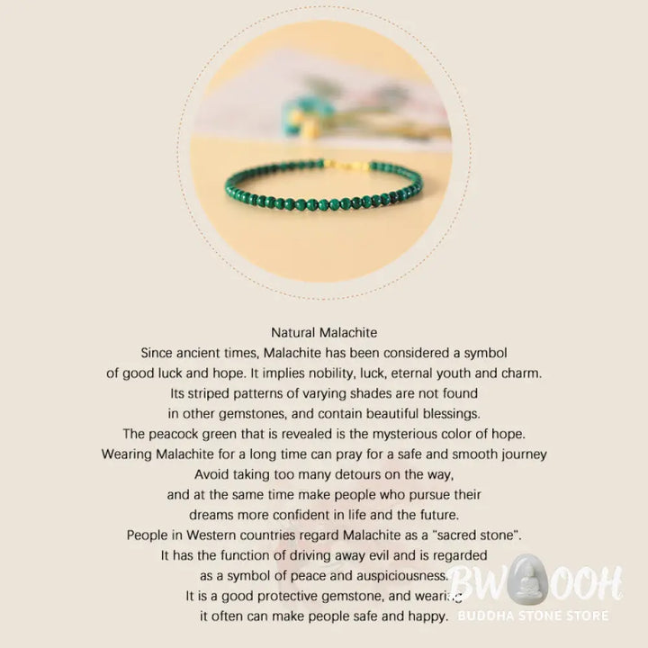 Buddha Stones 4mm Natural Malachite Beads 14k Gold Plated Copper Anti-anxiety Bracelet - BWOOOH - Bracelet