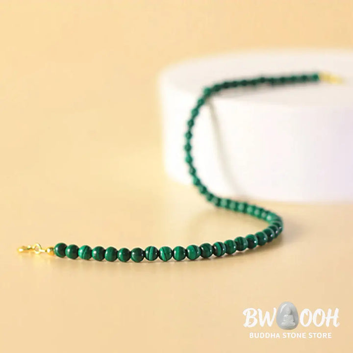 Buddha Stones 4mm Natural Malachite Beads 14k Gold Plated Copper Anti-anxiety Bracelet - BWOOOH - Bracelet