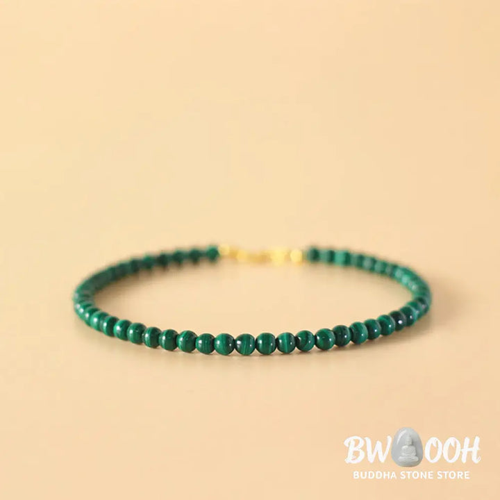 Buddha Stones 4mm Natural Malachite Beads 14k Gold Plated Copper Anti-anxiety Bracelet - BWOOOH - Bracelet