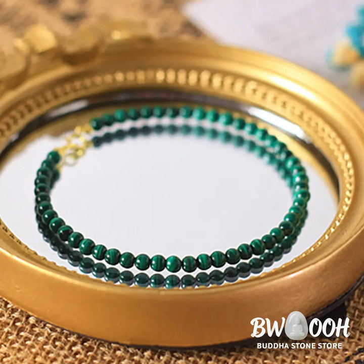 Buddha Stones 4mm Natural Malachite Beads 14k Gold Plated Copper Anti-anxiety Bracelet - BWOOOH - Bracelet
