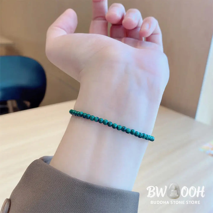 Buddha Stones 4mm Natural Malachite Beads 14k Gold Plated Copper Anti-anxiety Bracelet - BWOOOH - Bracelet