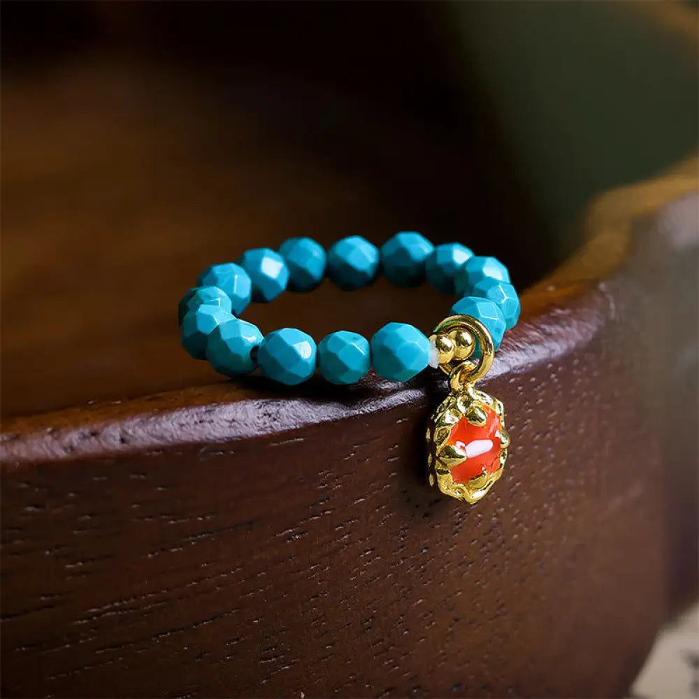 BWOOOH 4mm Ultra-Fine Turquoise Faceted Bead Design Strength Elastic Ring — Turquoise crystal healing bracelet for spiritu...