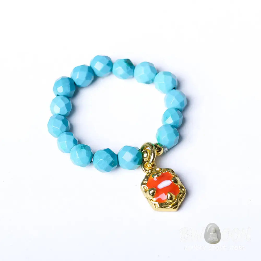 Buddha Stones 4mm Ultra-Fine Turquoise Faceted Bead Design Strength Elastic Ring - Turquoise(Elastic String) - Ring