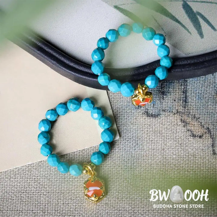 Buddha Stones 4mm Ultra-Fine Turquoise Faceted Bead Design Strength Elastic Ring - Turquoise(Elastic String) - Ring