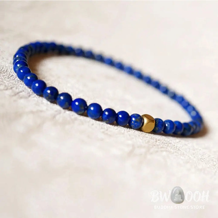 Buddha Stones 4mm Ultra-thin Lazurite Beads Self Care Bracelet - BWOOOH - 4mm Lazurite(Wrist Circumference: 14-16cm)