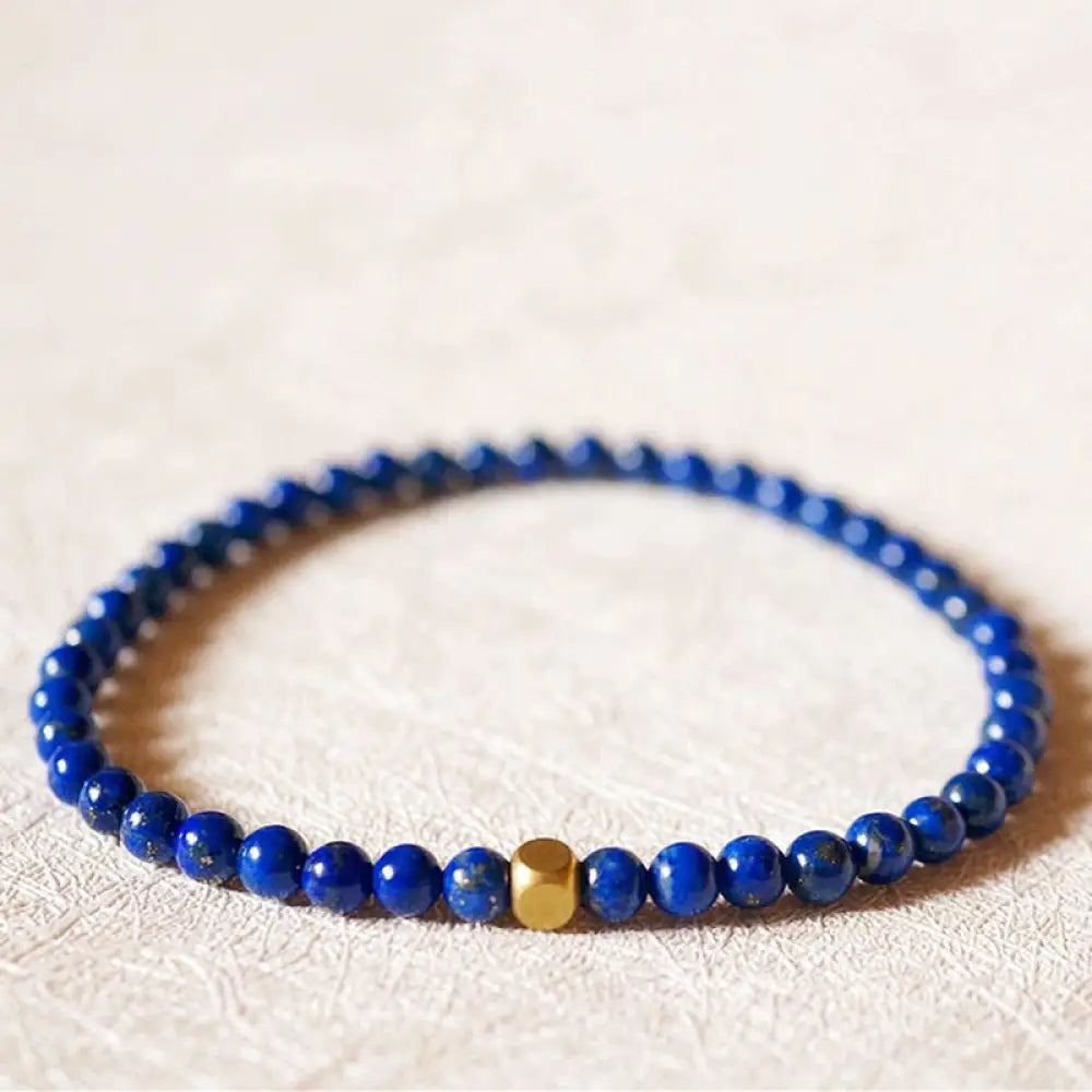 BWOOOH 4mm Ultra-thin Lazurite Beads Self Care Bracelet — natural stone crystal healing bracelet for spiritual healing and...