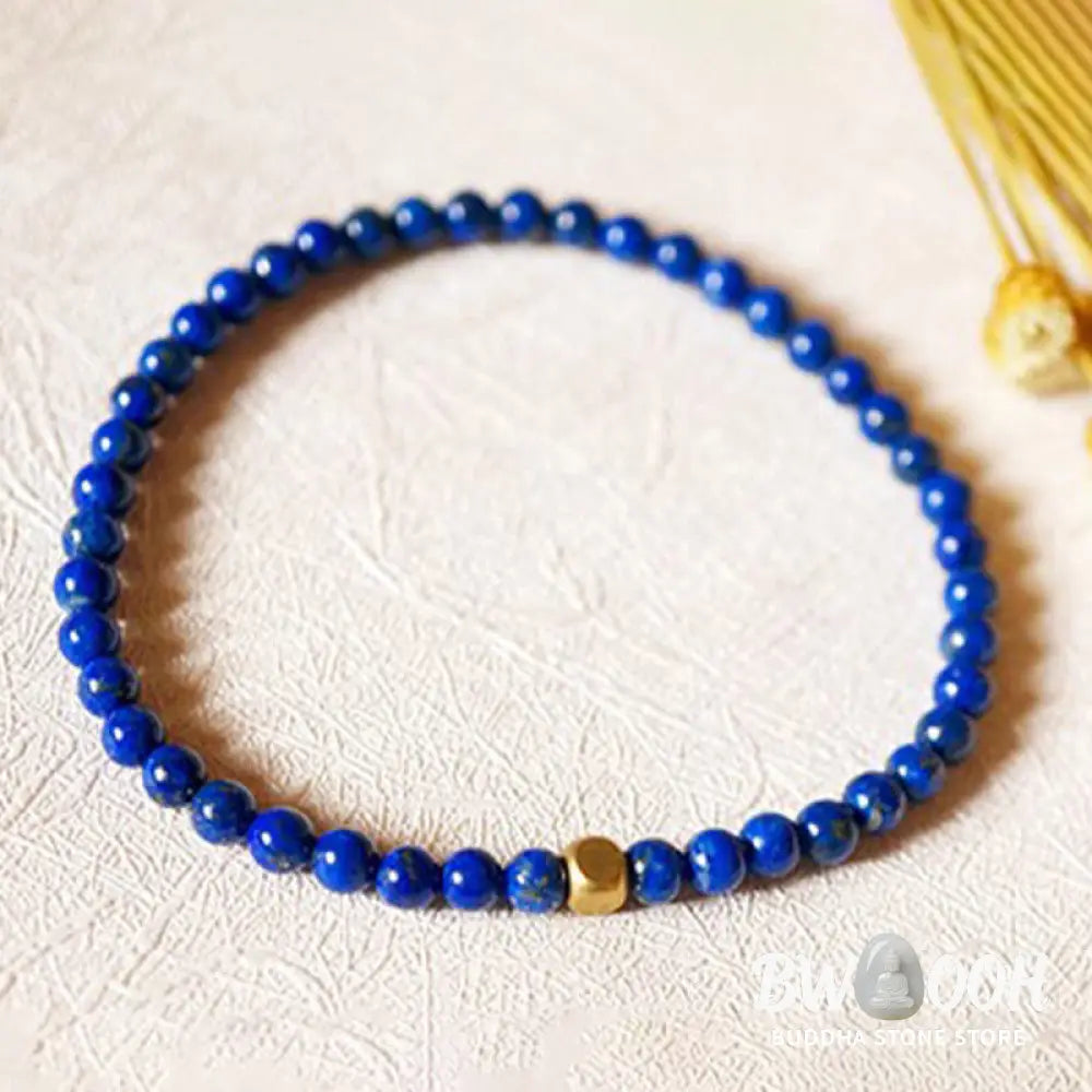 Buddha Stones 4mm Ultra-thin Lazurite Beads Self Care Bracelet - BWOOOH - 4mm Lazurite(Wrist Circumference: 14-16cm)