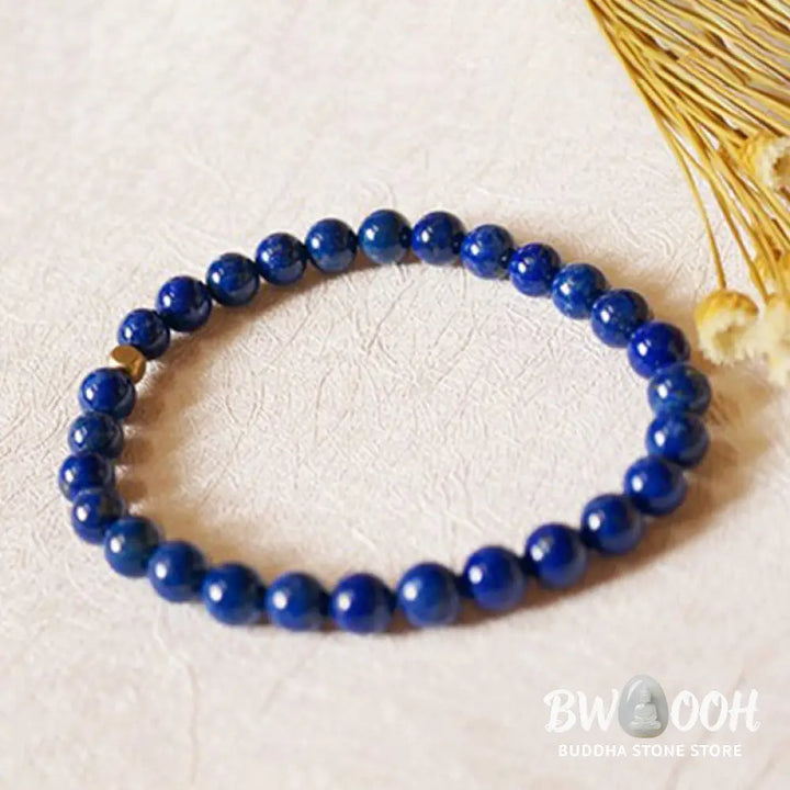 Buddha Stones 4mm Ultra-thin Lazurite Beads Self Care Bracelet - BWOOOH - 4mm Lazurite(Wrist Circumference: 14-16cm)