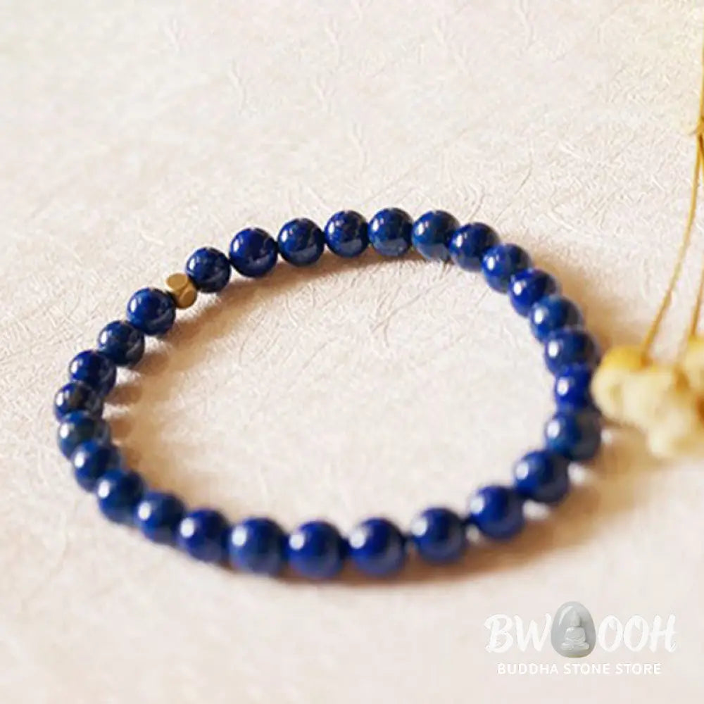 Buddha Stones 4mm Ultra-thin Lazurite Beads Self Care Bracelet - BWOOOH - 4mm Lazurite(Wrist Circumference: 14-16cm)
