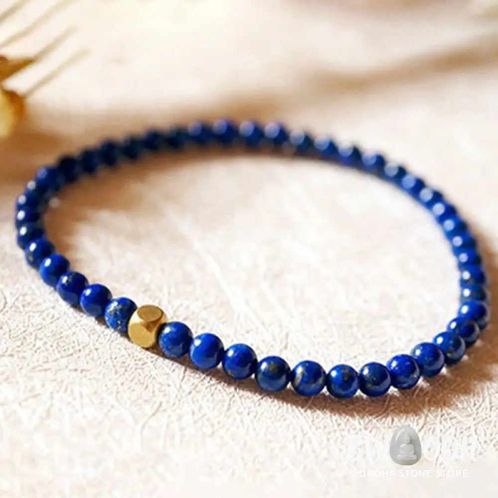 Buddha Stones 4mm Ultra-thin Lazurite Beads Self Care Bracelet - BWOOOH - 4mm Lazurite(Wrist Circumference: 14-16cm)
