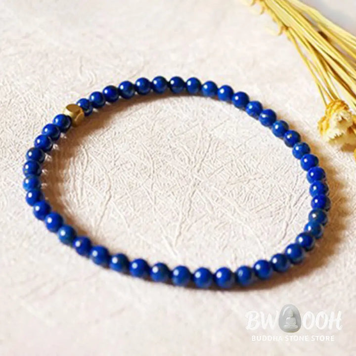 Buddha Stones 4mm Ultra-thin Lazurite Beads Self Care Bracelet - BWOOOH - 4mm Lazurite(Wrist Circumference: 14-16cm)