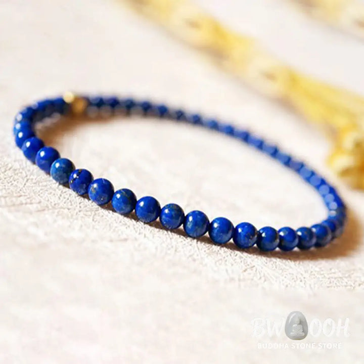 Buddha Stones 4mm Ultra-thin Lazurite Beads Self Care Bracelet - BWOOOH - 4mm Lazurite(Wrist Circumference: 14-16cm)