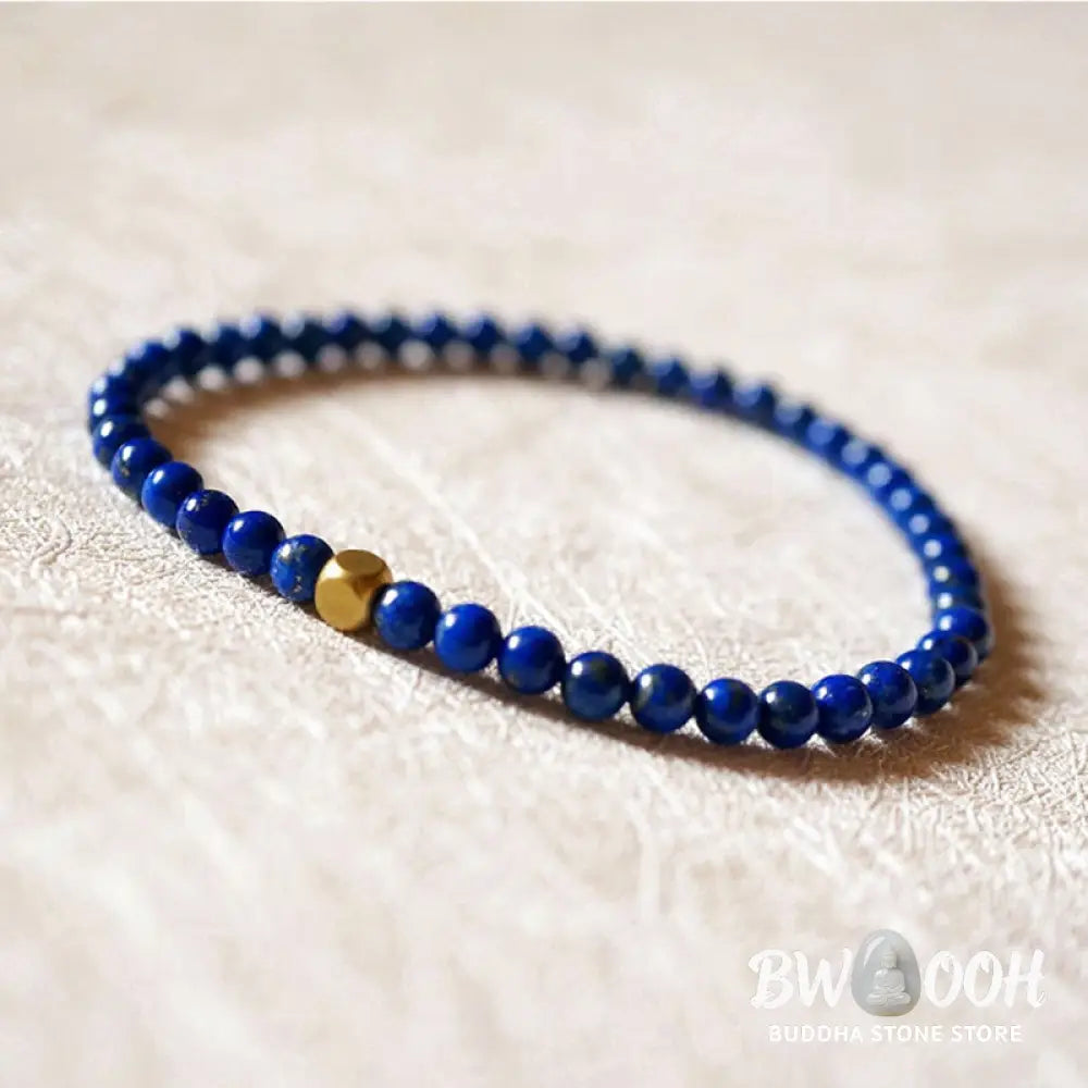 Buddha Stones 4mm Ultra-thin Lazurite Beads Self Care Bracelet - BWOOOH - 4mm Lazurite(Wrist Circumference: 14-16cm)