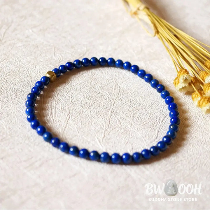 Buddha Stones 4mm Ultra-thin Lazurite Beads Self Care Bracelet - BWOOOH - 4mm Lazurite(Wrist Circumference: 14-16cm)