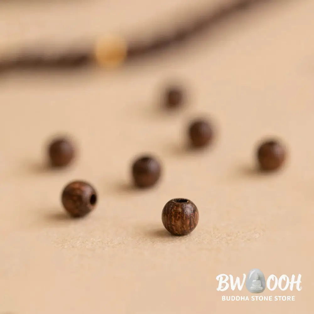 Buddha Stones 4mm Ultra-thin Sandalwood 14K Gold Plated Copper Beads Protection Bracelet - BWOOOH - 4mm