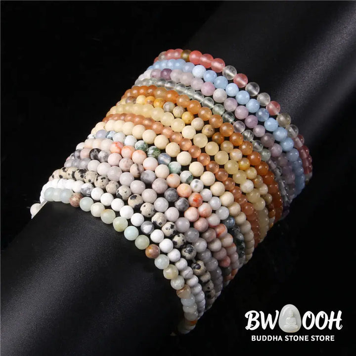 Buddha Stones 4mm Various Stone Crystal Mini Beads Healing Bracelet - BWOOOH - Bracelet