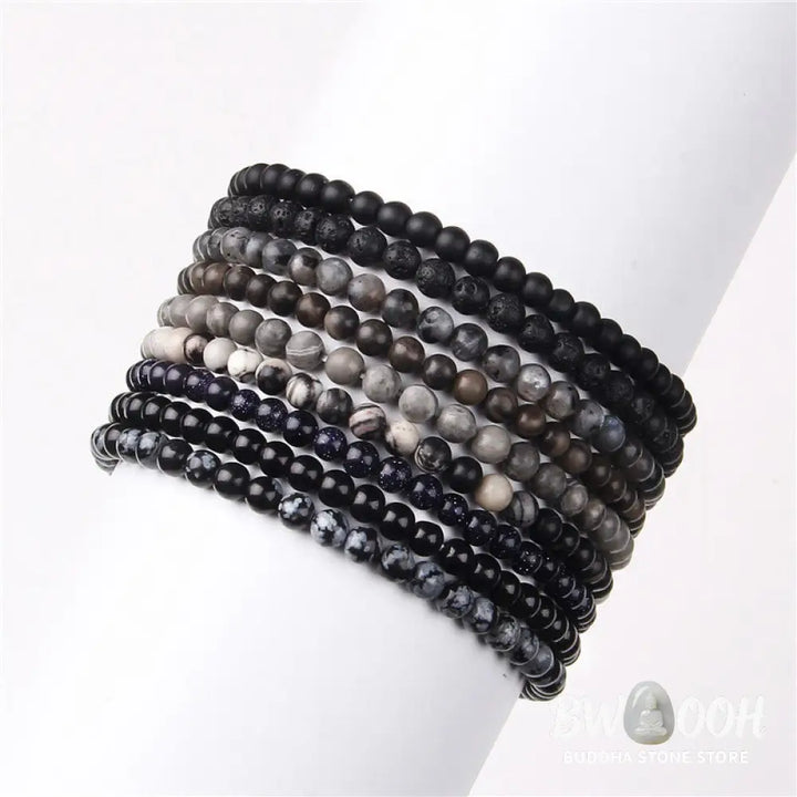 Buddha Stones 4mm Various Stone Crystal Mini Beads Healing Bracelet - BWOOOH - Bracelet