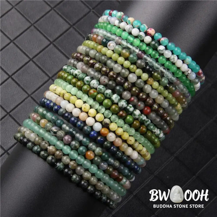 Buddha Stones 4mm Various Stone Crystal Mini Beads Healing Bracelet - BWOOOH - Bracelet