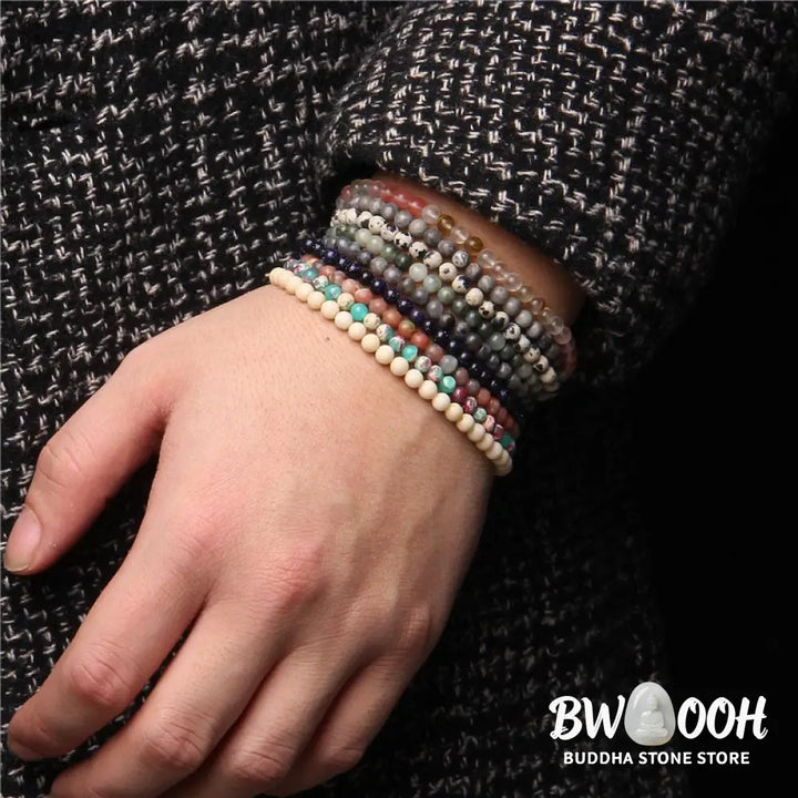Buddha Stones 4mm Various Stone Crystal Mini Beads Healing Bracelet - BWOOOH - Bracelet