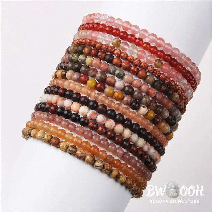 Buddha Stones 4mm Various Stone Crystal Mini Beads Healing Bracelet - BWOOOH - Bracelet