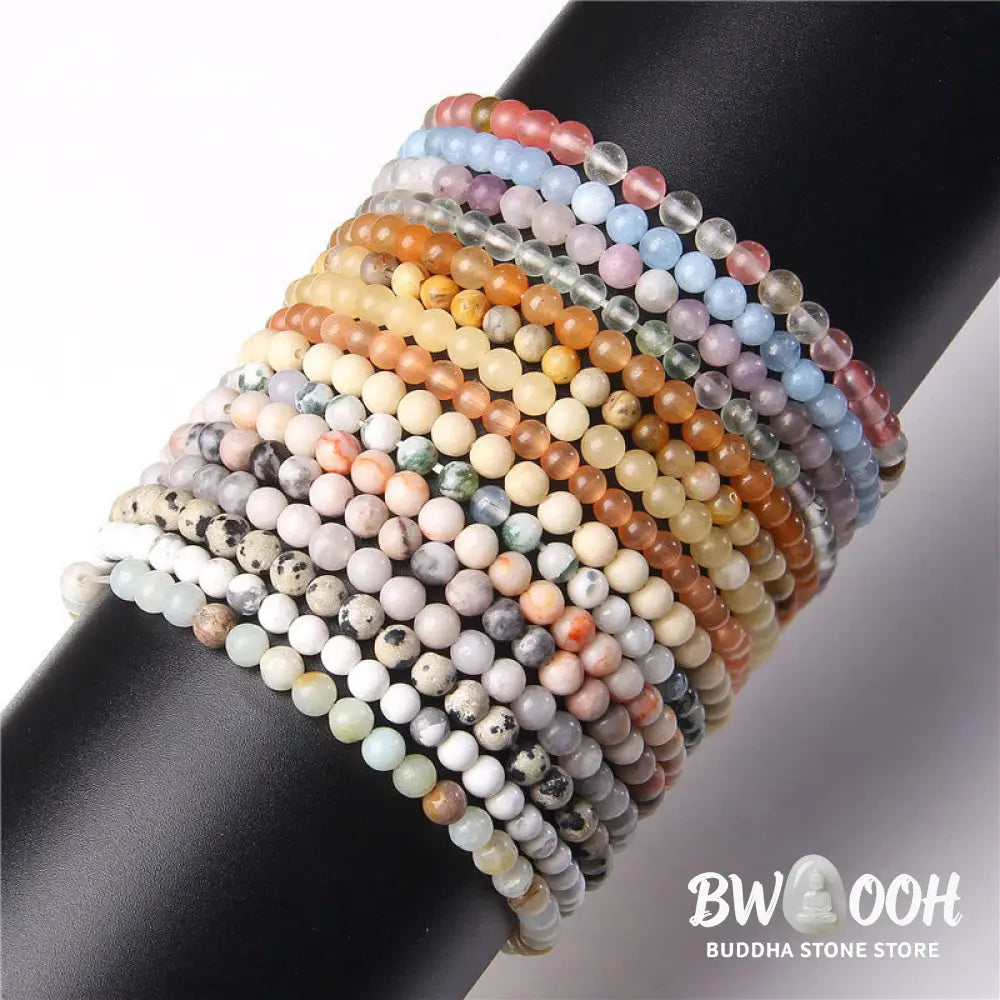 Buddha Stones 4mm Various Stone Crystal Mini Beads Healing Bracelet - BWOOOH - Bracelet
