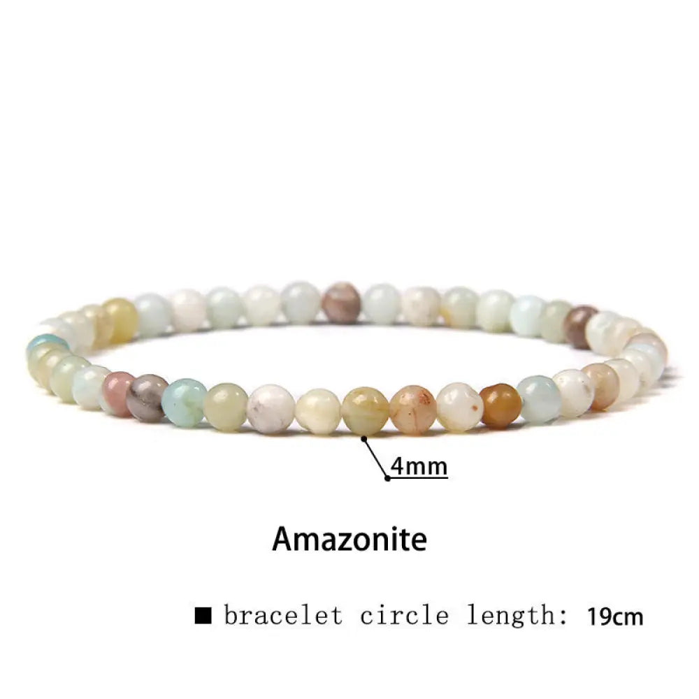 Buddha Stones 4mm Various Stone Crystal Mini Beads Healing Bracelet - BWOOOH - Amazonite / 4mm(Wrist Circumference