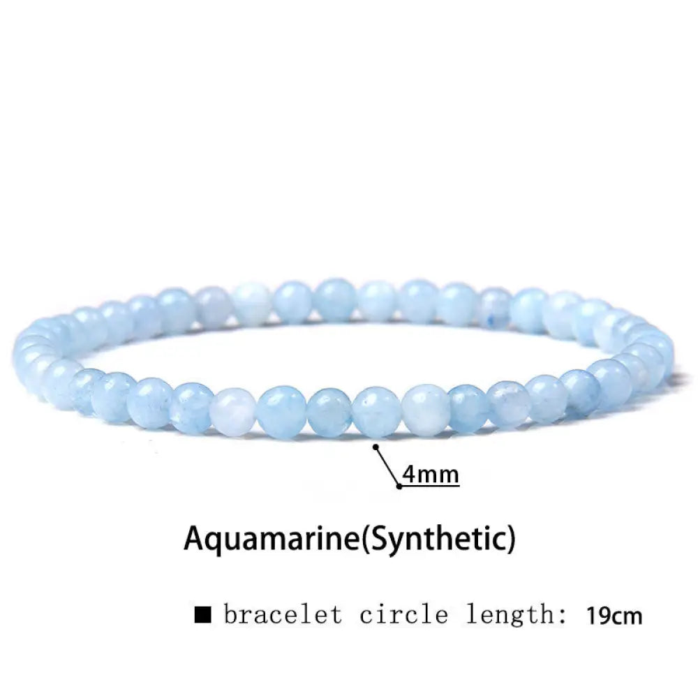 Buddha Stones 4mm Various Stone Crystal Mini Beads Healing Bracelet - BWOOOH - Aquamarine(Synthetic) / 4mm(Wrist