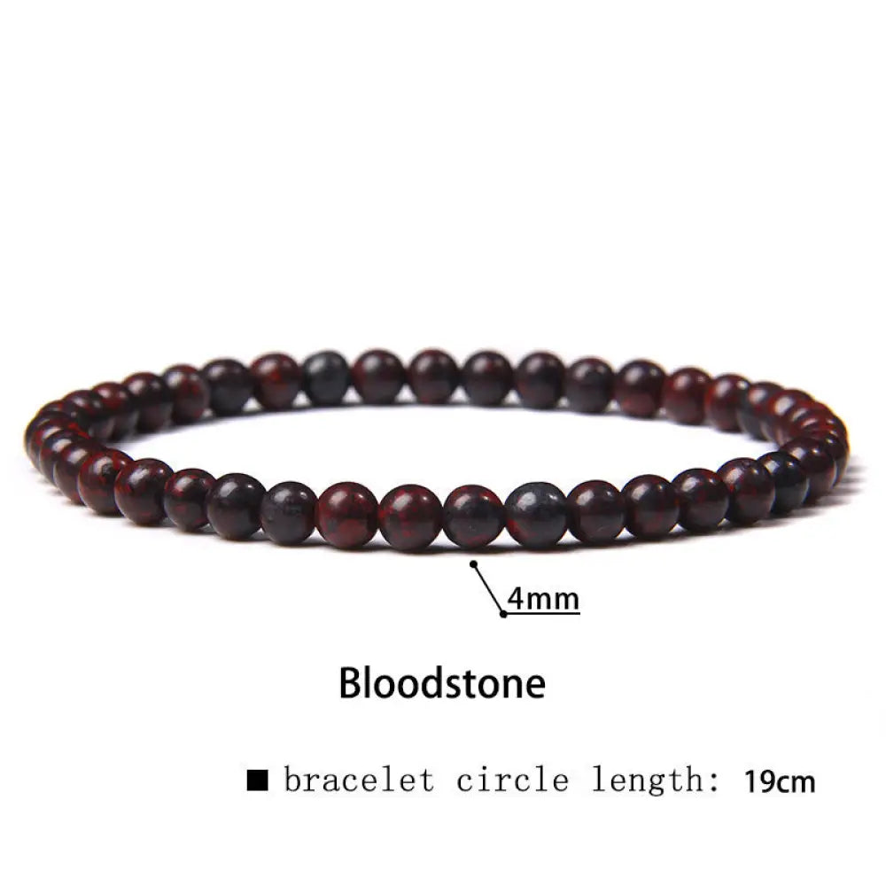 Buddha Stones 4mm Various Stone Crystal Mini Beads Healing Bracelet - BWOOOH - Bloodstone / 4mm(Wrist Circumference