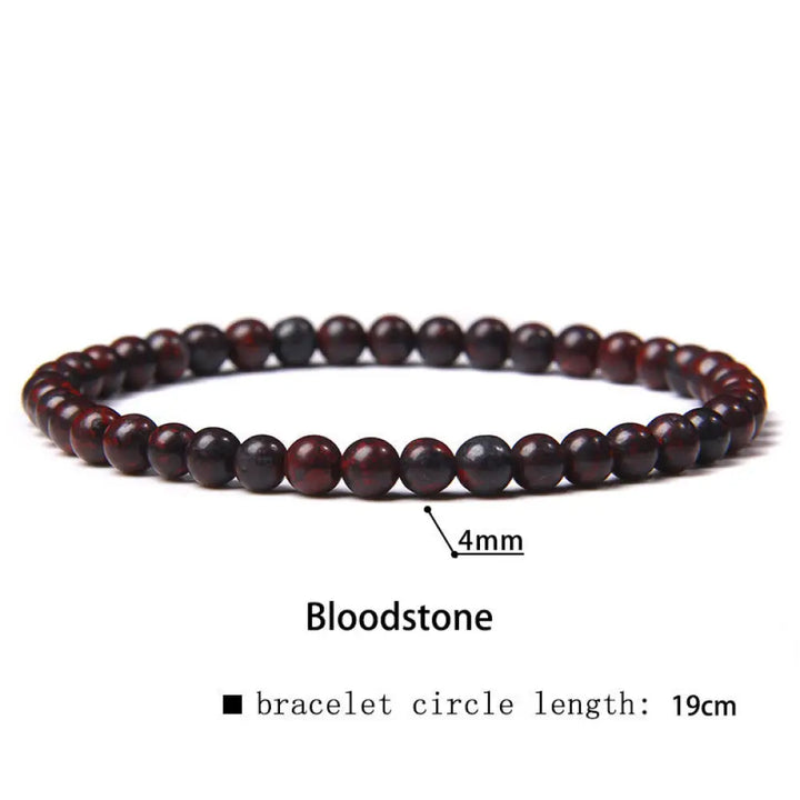 Buddha Stones 4mm Various Stone Crystal Mini Beads Healing Bracelet - BWOOOH - Bloodstone / 4mm(Wrist Circumference