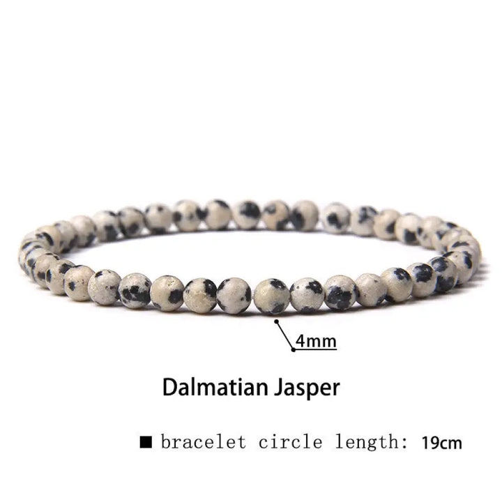 Buddha Stones 4mm Various Stone Crystal Mini Beads Healing Bracelet - BWOOOH - Dalmatian Jasper / 4mm(Wrist