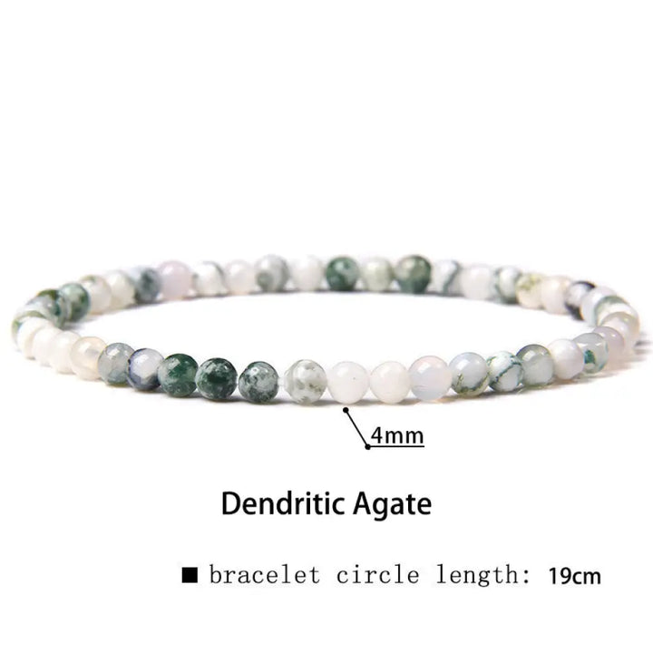 Buddha Stones 4mm Various Stone Crystal Mini Beads Healing Bracelet - BWOOOH - Dendritic Agate / 4mm(Wrist