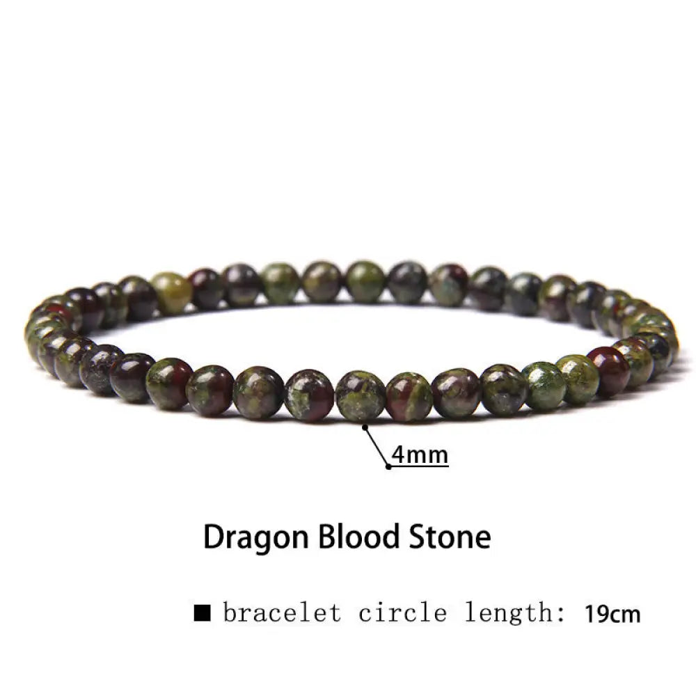 Buddha Stones 4mm Various Stone Crystal Mini Beads Healing Bracelet - BWOOOH - Dragon Blood Stone / 4mm(Wrist