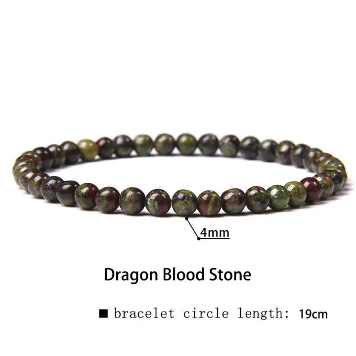 Buddha Stones 4mm Various Stone Crystal Mini Beads Healing Bracelet - BWOOOH - Dragon Blood Stone / 4mm(Wrist