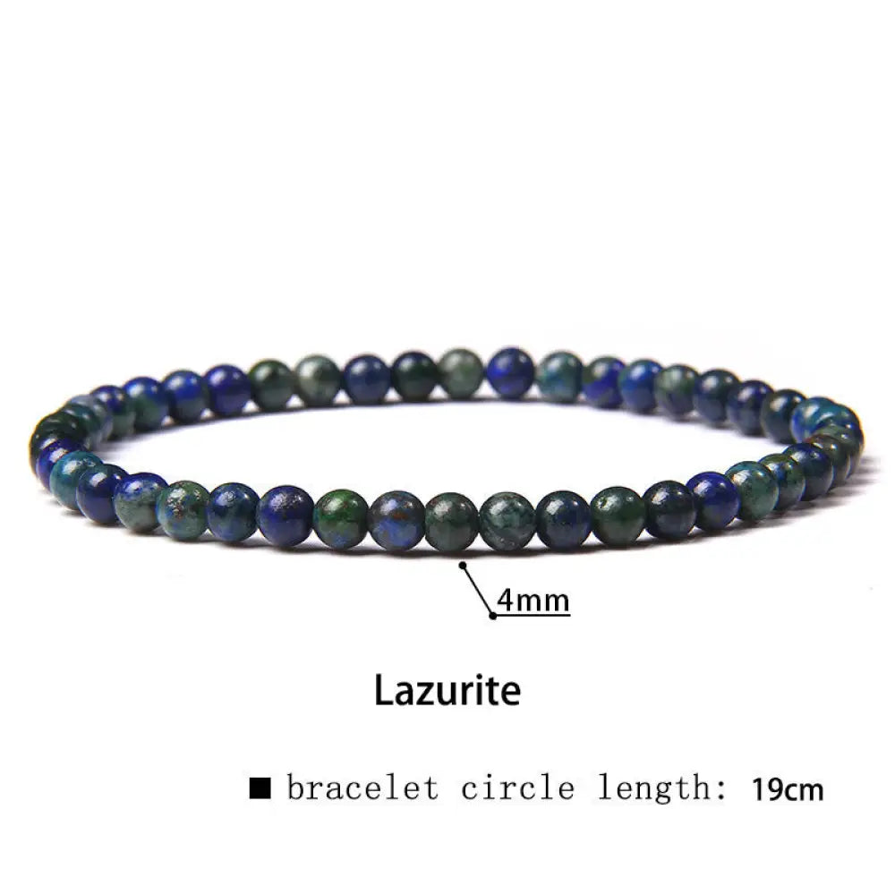 Buddha Stones 4mm Various Stone Crystal Mini Beads Healing Bracelet - BWOOOH - Lazurite / 4mm(Wrist Circumference