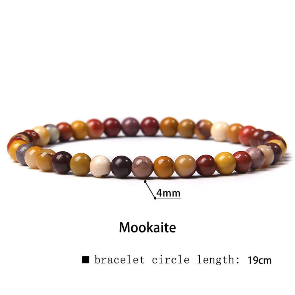 Buddha Stones 4mm Various Stone Crystal Mini Beads Healing Bracelet - BWOOOH - Mookaite / 4mm(Wrist Circumference