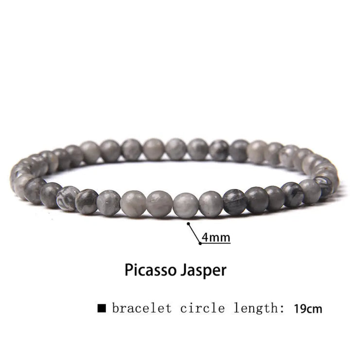 Buddha Stones 4mm Various Stone Crystal Mini Beads Healing Bracelet - BWOOOH - Picasso Jasper / 4mm(Wrist Circumference