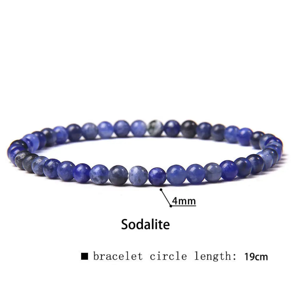 Buddha Stones 4mm Various Stone Crystal Mini Beads Healing Bracelet - BWOOOH - Sodalite / 4mm(Wrist Circumference