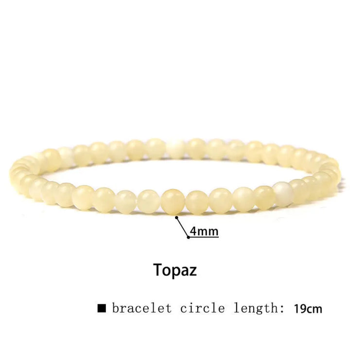 Buddha Stones 4mm Various Stone Crystal Mini Beads Healing Bracelet - BWOOOH - Topaz / 4mm(Wrist Circumference 14-17cm)