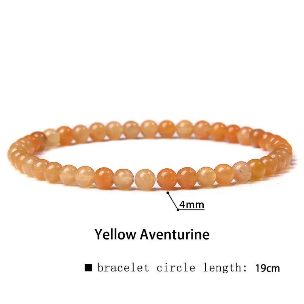 Buddha Stones 4mm Various Stone Crystal Mini Beads Healing Bracelet - BWOOOH - Yellow Aventurine / 4mm(Wrist
