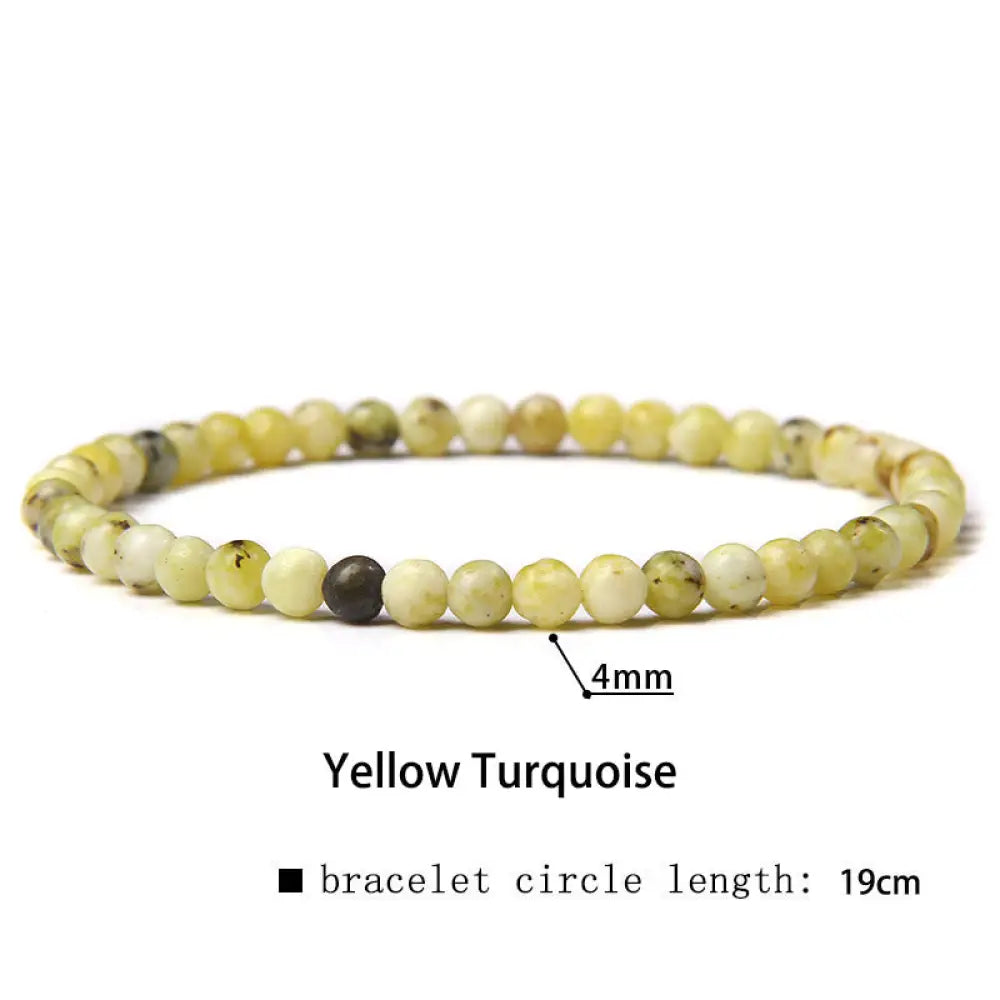 Buddha Stones 4mm Various Stone Crystal Mini Beads Healing Bracelet - BWOOOH - Yellow Turquoise / 4mm(Wrist