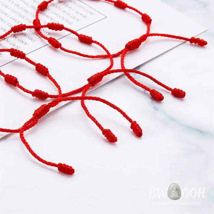 Buddha Stones 4Pcs Evil Eye Seven Knot Red String Protection Bracelet - BWOOOH - 4Pcs Evil Eye&amp;Seven Knot Red