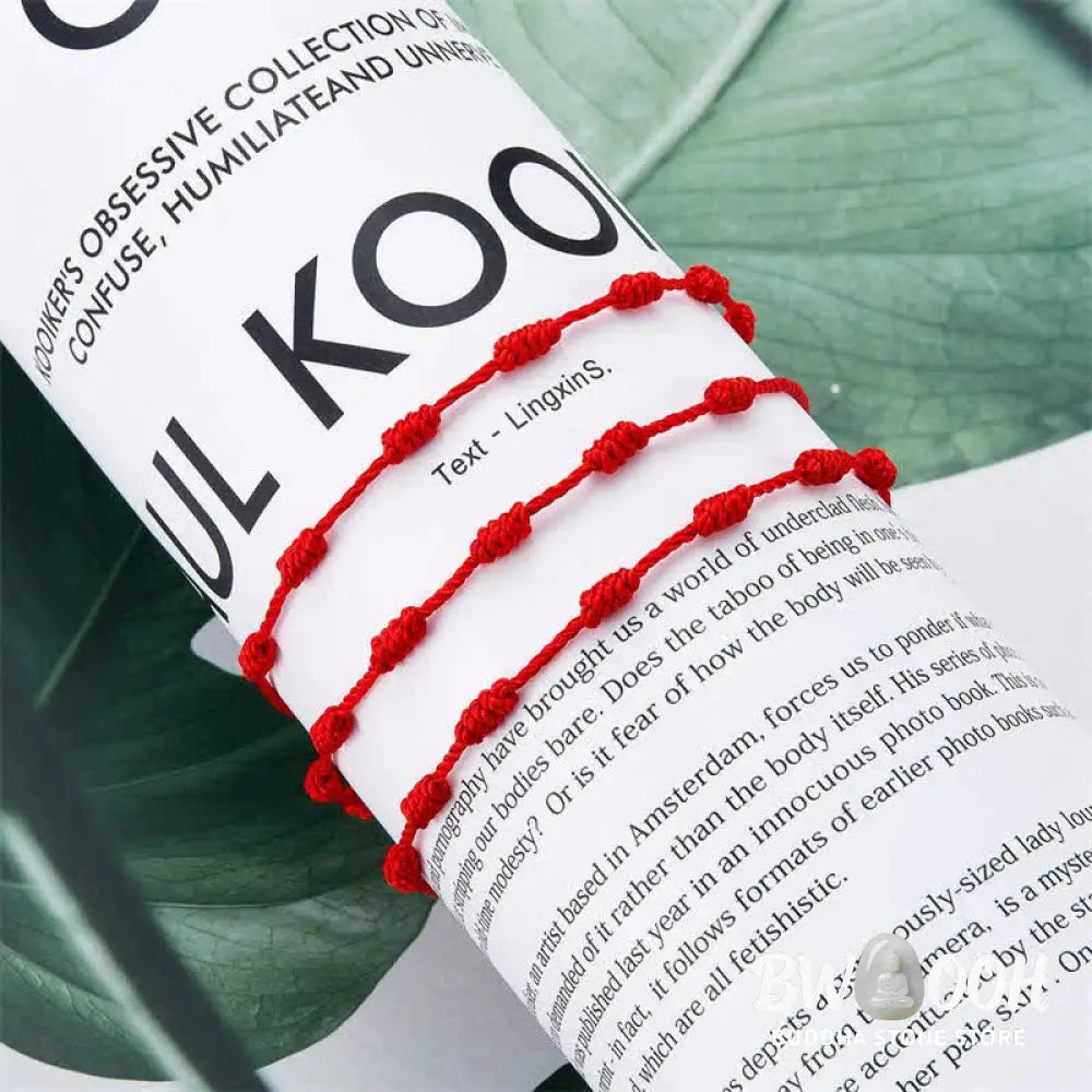 Buddha Stones 4Pcs Evil Eye Seven Knot Red String Protection Bracelet - BWOOOH - 4Pcs Evil Eye&amp;Seven Knot Red
