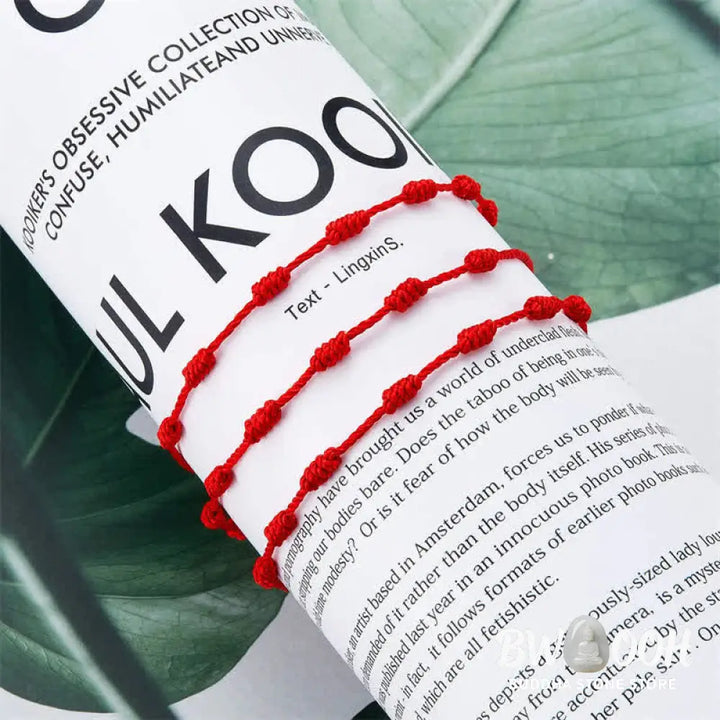Buddha Stones 4Pcs Evil Eye Seven Knot Red String Protection Bracelet - BWOOOH - 4Pcs Evil Eye&amp;Seven Knot Red