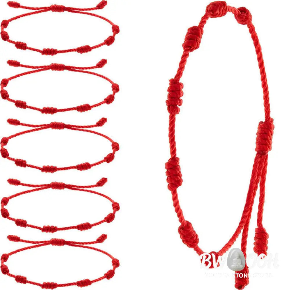 Buddha Stones 4Pcs Evil Eye Seven Knot Red String Protection Bracelet - BWOOOH - 4Pcs Evil Eye&amp;Seven Knot Red