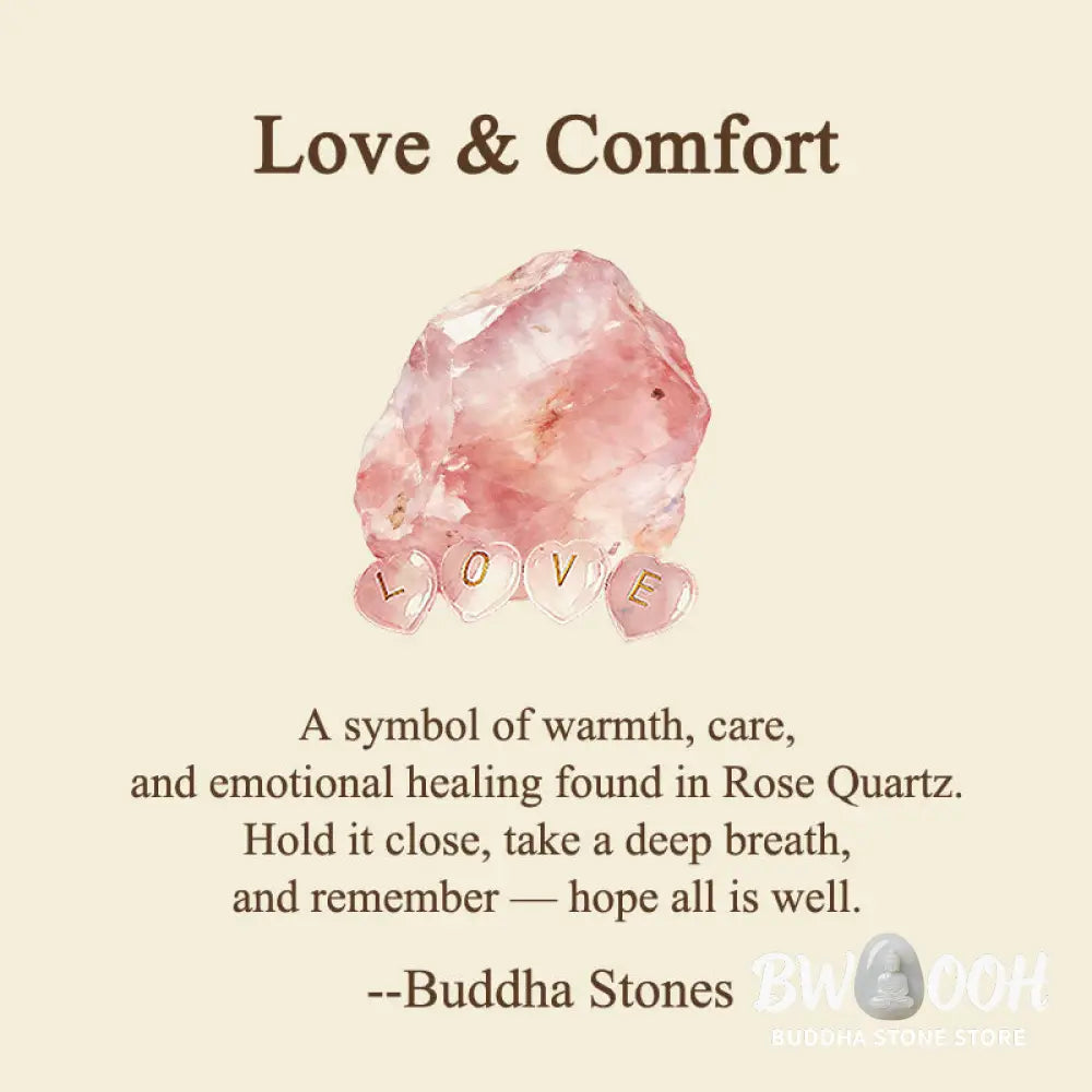 Buddha Stones 4Pcs Love &amp; Comfort Heart Pattern Natural Rose Quartz Healing Crystal Stone Decor - 4Pcs Rose Quartz