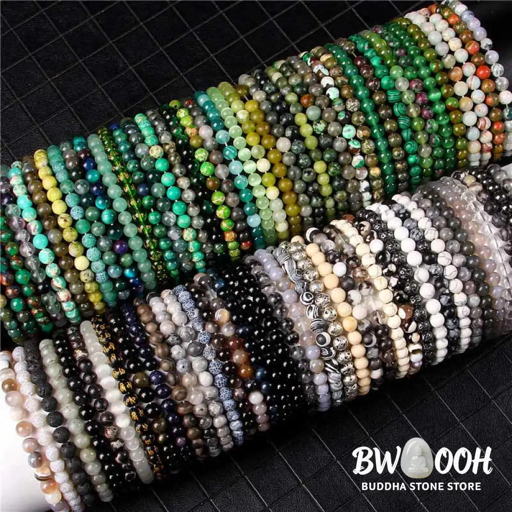 Buddha Stones 6mm Various Stone Crystal Black Glitter Stone Red Tiger Eye Beads Protection Bracelet - BWOOOH - Bracelet