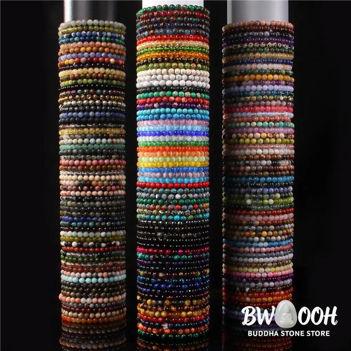 Buddha Stones 6mm Various Stone Crystal Black Glitter Stone Red Tiger Eye Beads Protection Bracelet - BWOOOH - Bracelet