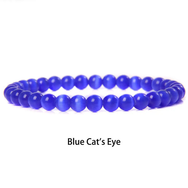 Buddha Stones 6mm Various Stone Crystal Black Glitter Stone Red Tiger Eye Beads Protection Bracelet - BWOOOH - Blue